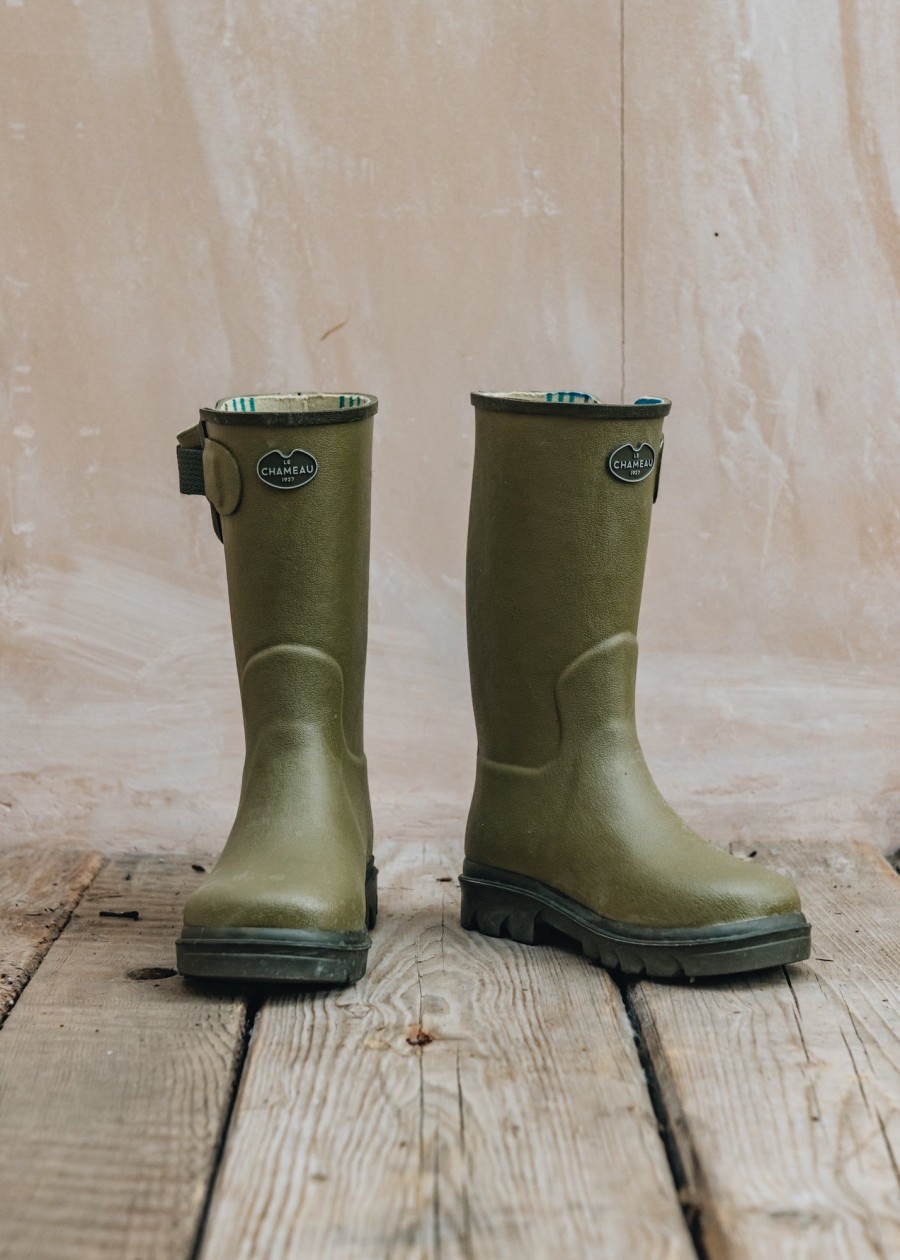 Children Le Chameau Footwear | Children'S Vierzon Jersey Lined Wellington Boots