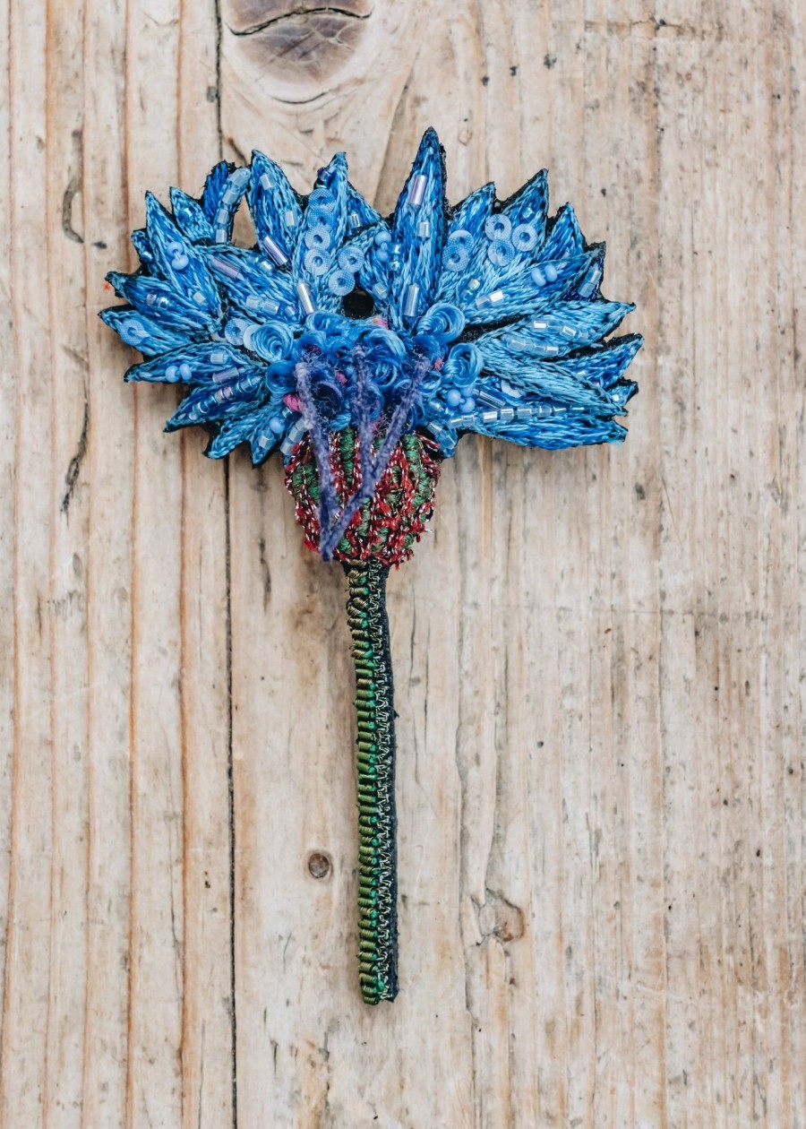 Clothing Trovelore Jewellery | Trovelore Blue Cornflower Brooch