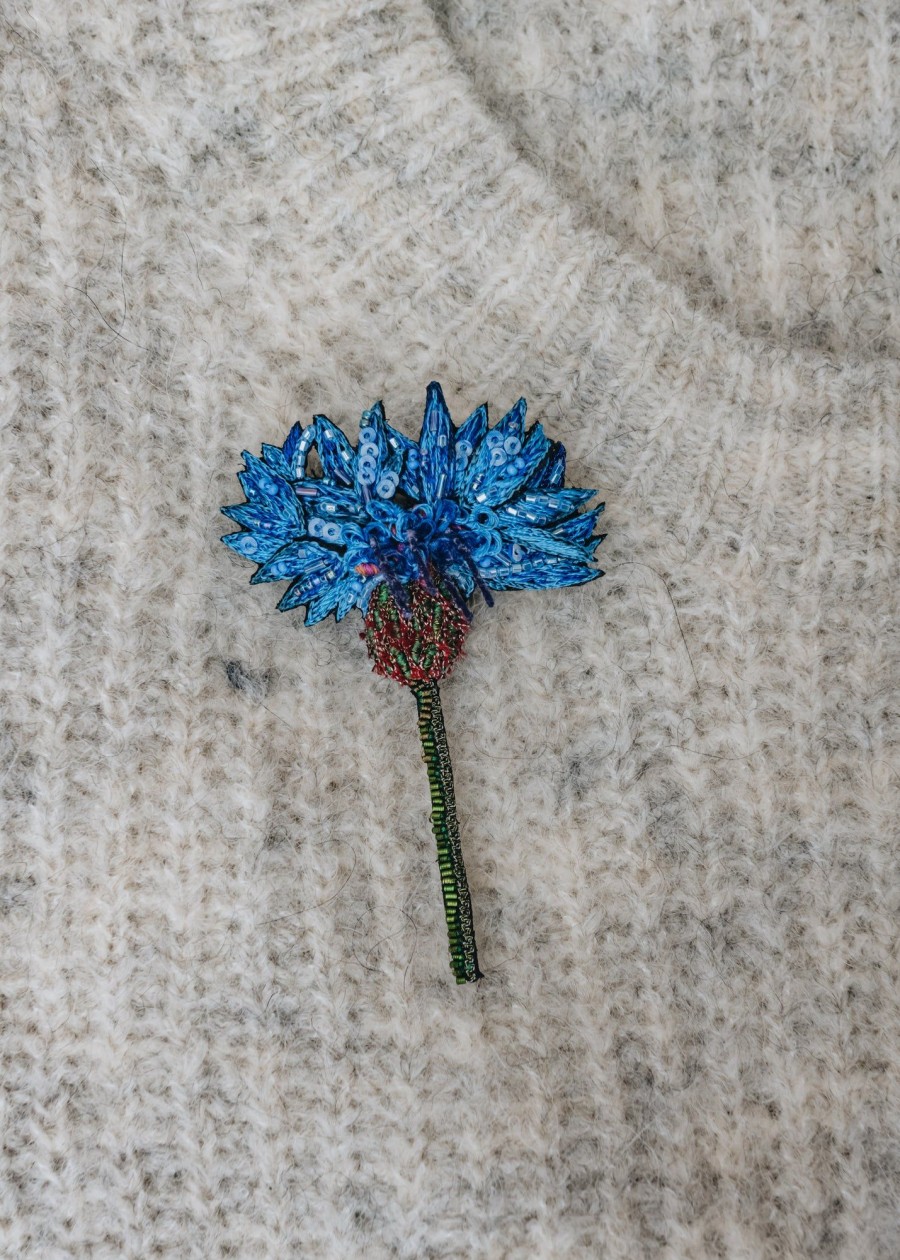 Clothing Trovelore Jewellery | Trovelore Blue Cornflower Brooch