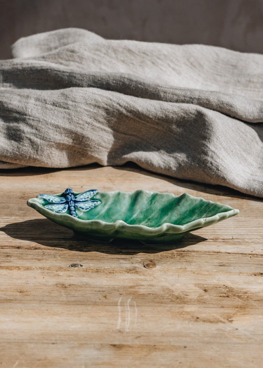 Interiors Bordallo Pinheiro Decorative | Bordhallo Pinheiro Chestnut Leaf With Dragonfly Bowl