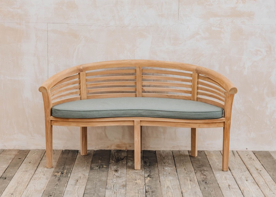 Outdoor Living Bramblecrest Wooden Furniture | Pimlico Banana Teak Bench With Taupe Cushion