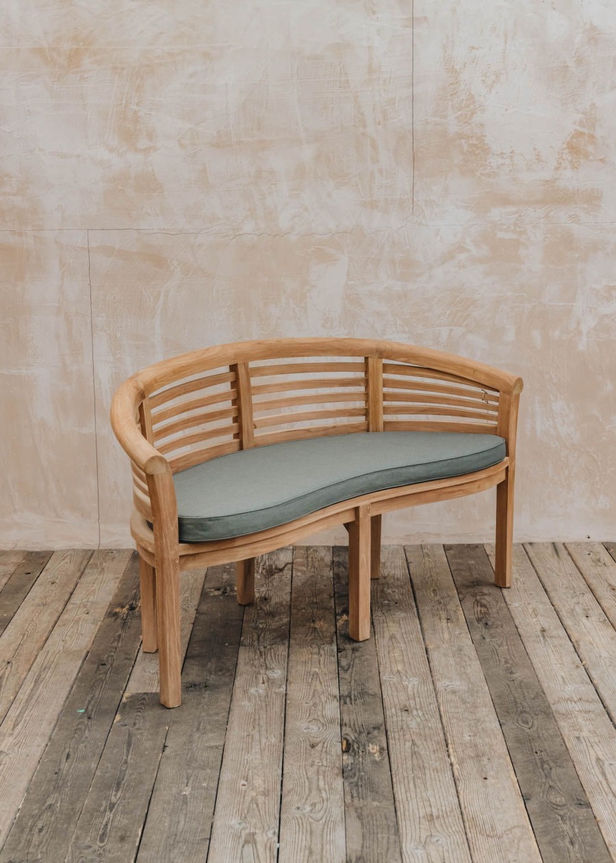 Outdoor Living Bramblecrest Wooden Furniture | Pimlico Banana Teak Bench With Taupe Cushion