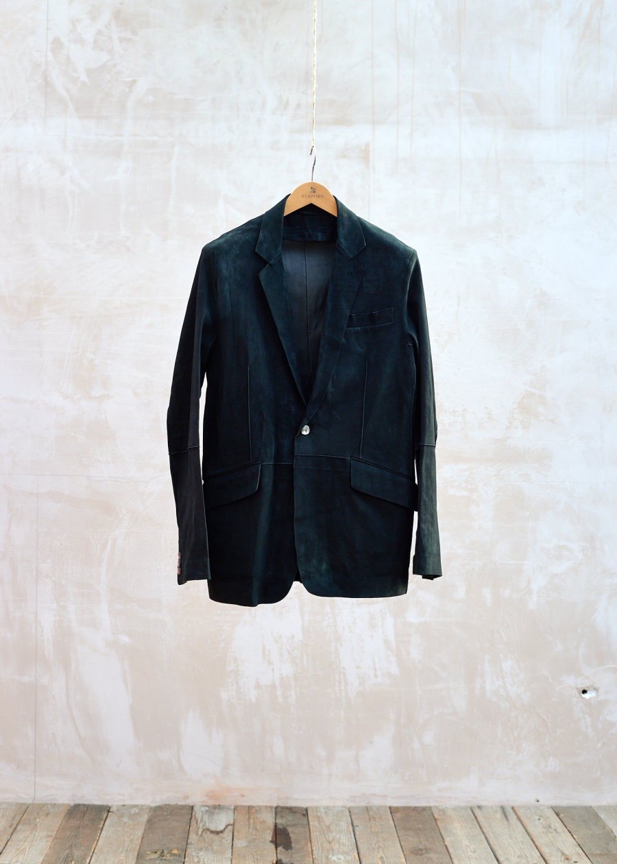 Clothing Kenny Ryder Pre-Loved Menswear | Rake Black Real Lightweight Suede Blazer - M