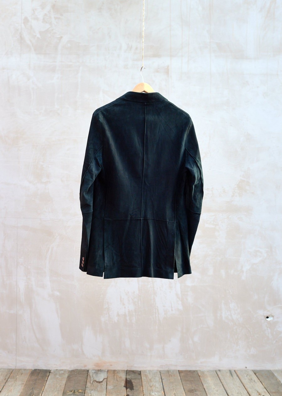 Clothing Kenny Ryder Pre-Loved Menswear | Rake Black Real Lightweight Suede Blazer - M