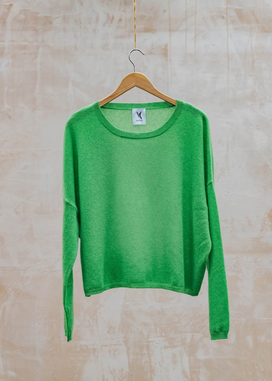 Clothing Van Kukil Tops | Van Kukil Agatha Boat Neck Jumper In Kelly Green