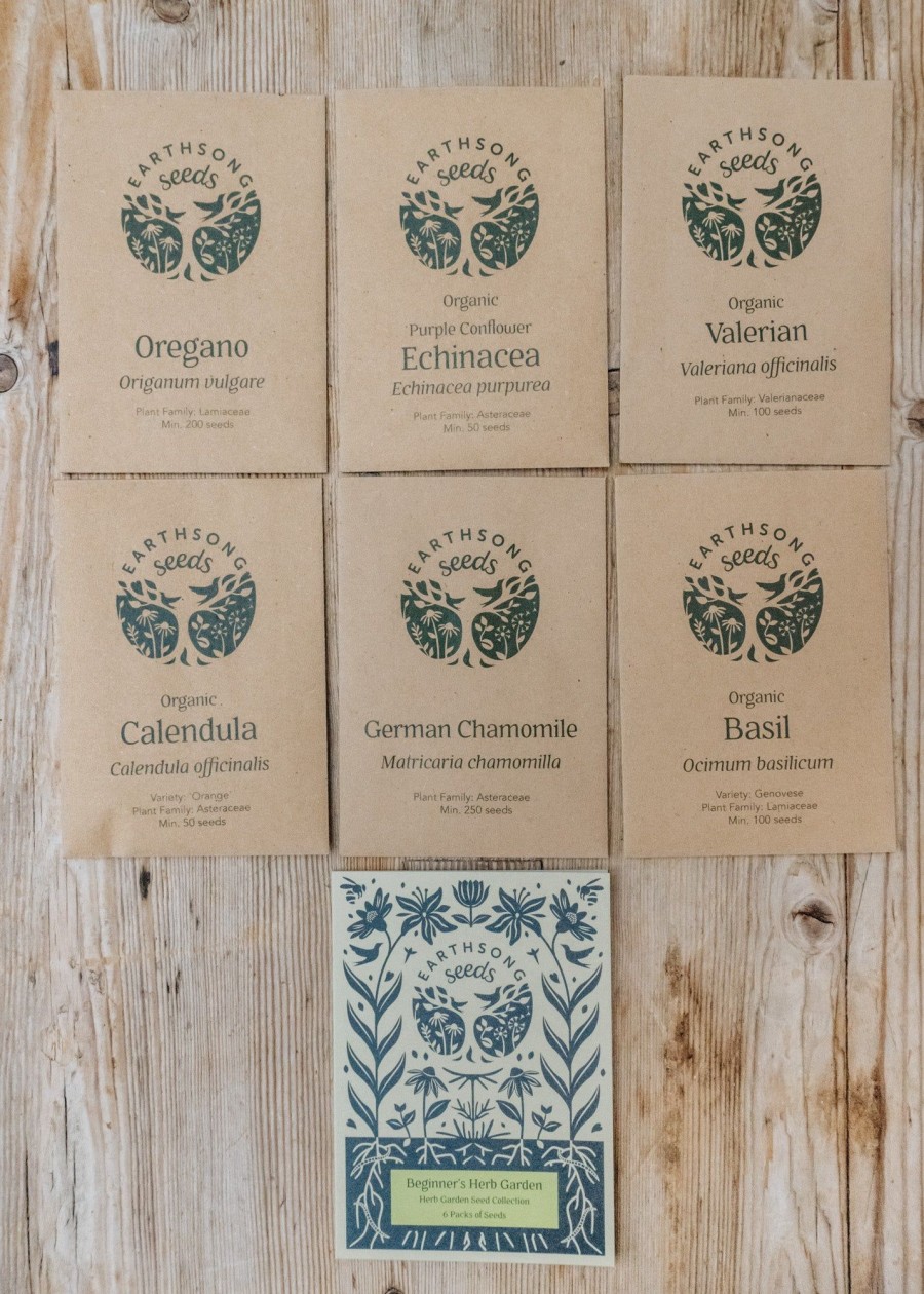 Plants Earthsong Seeds Seed Gift Sets | Earthsong Seeds Beginner'S Herbal Garden Seed Collection