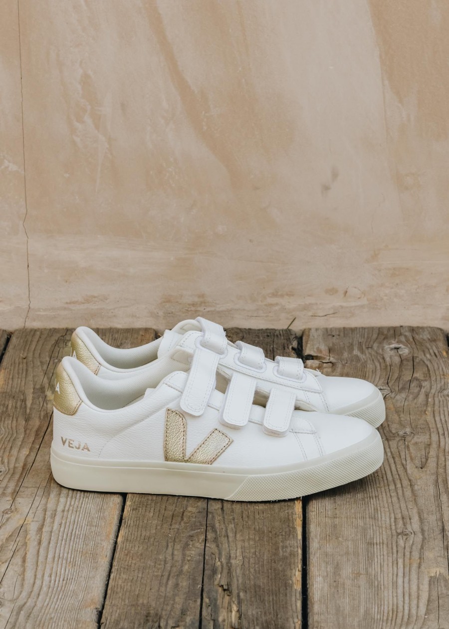 Clothing Veja Footwear | Veja Women'S Recife Leather Trainers In Extra White And Platine