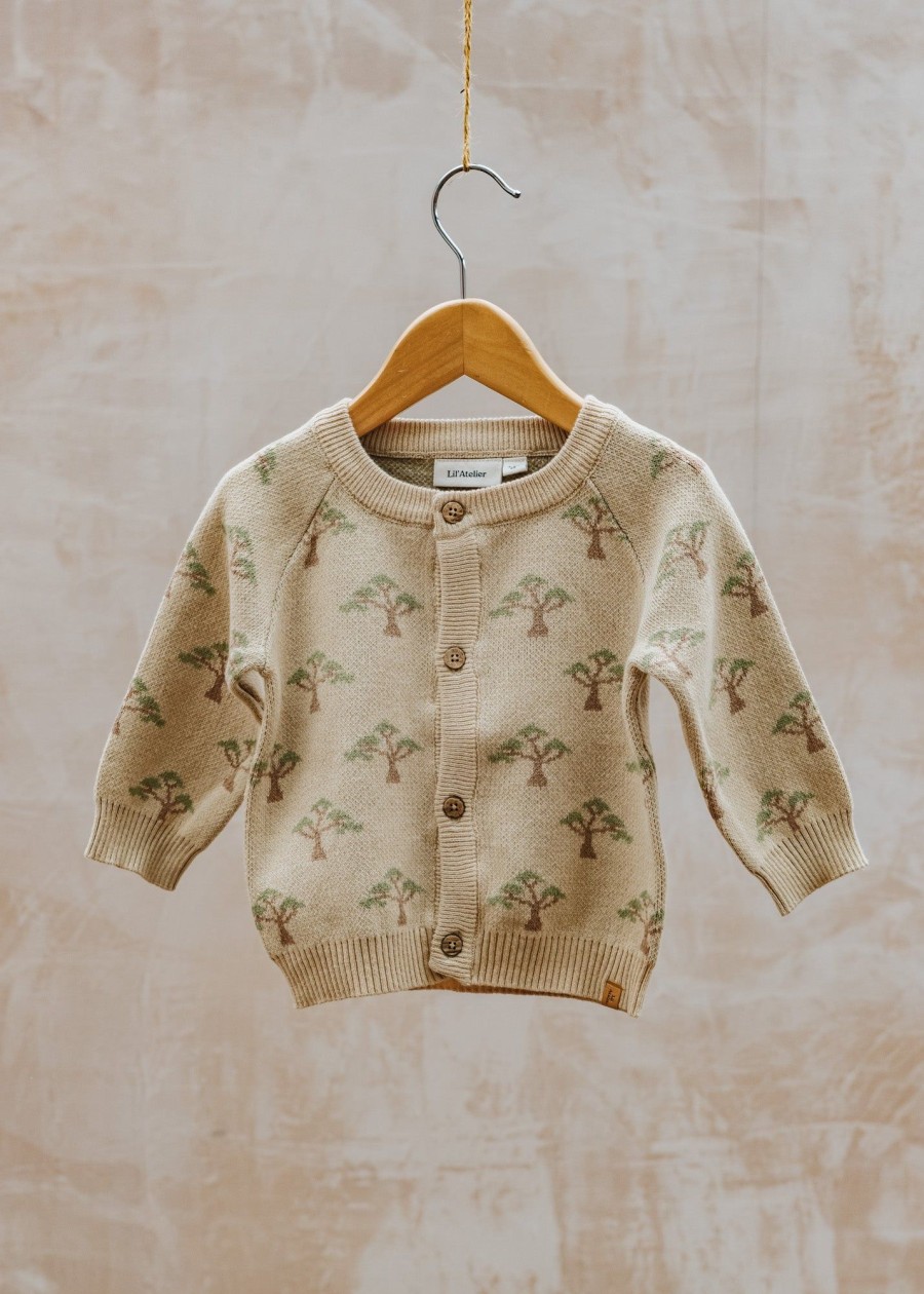 Children Lil' Atelier Babies' Clothing | Lil' Atelier Babies' Knitted Cardigan In Pebble Melange