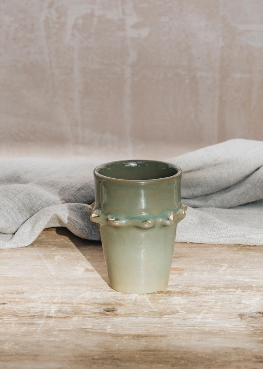 Interiors Chabi Chic Dining | Small Beldi Tazza Sage And Gold Cup