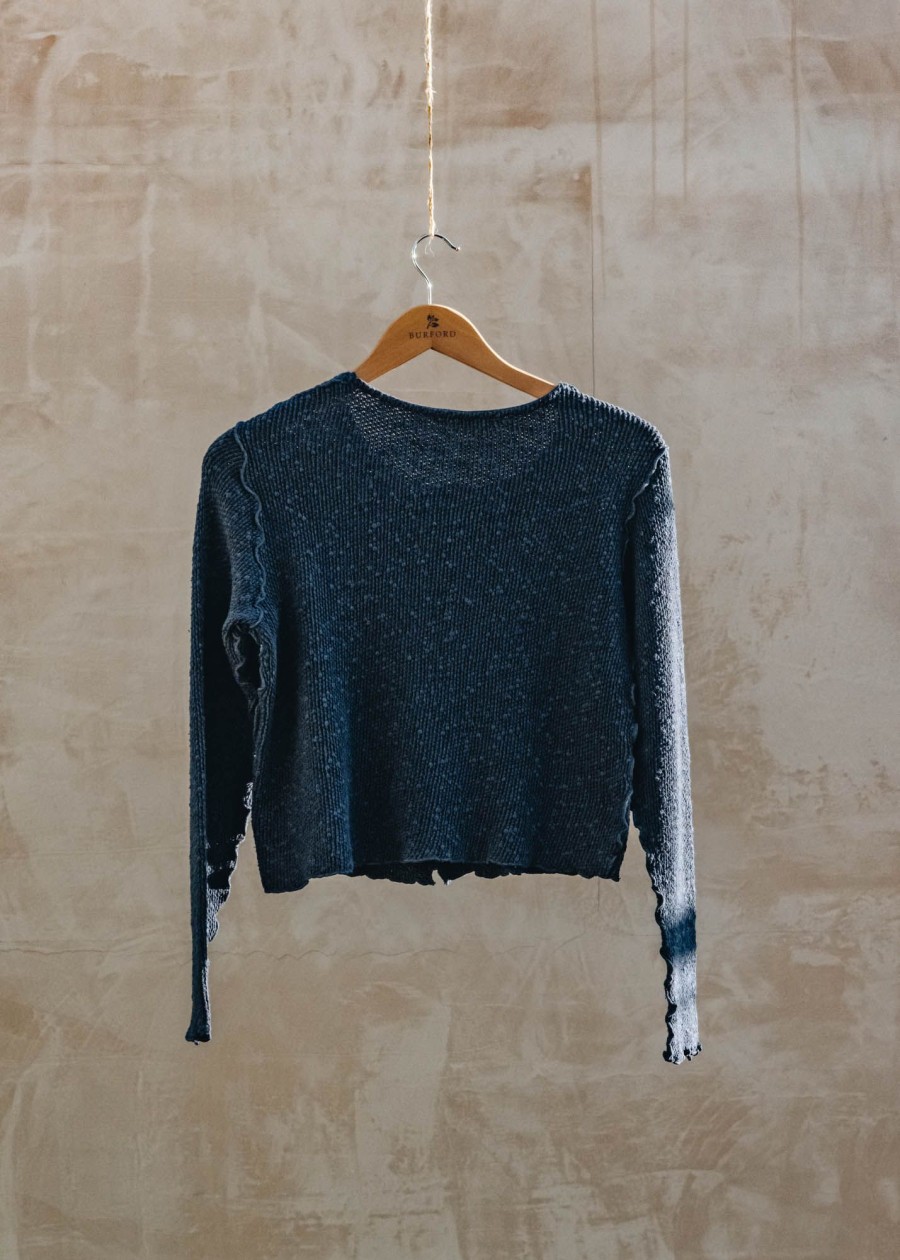 Clothing Cut Loose Knitwear | Cut Loose Cropped Slubby Cardigan In Nightsky