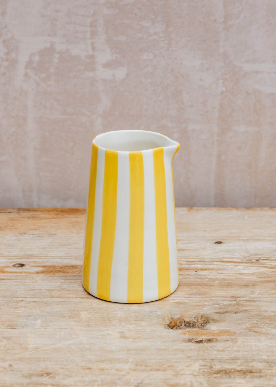 Interiors Musango Pottery Dining | Candy Stripe Creamer In Turmeric