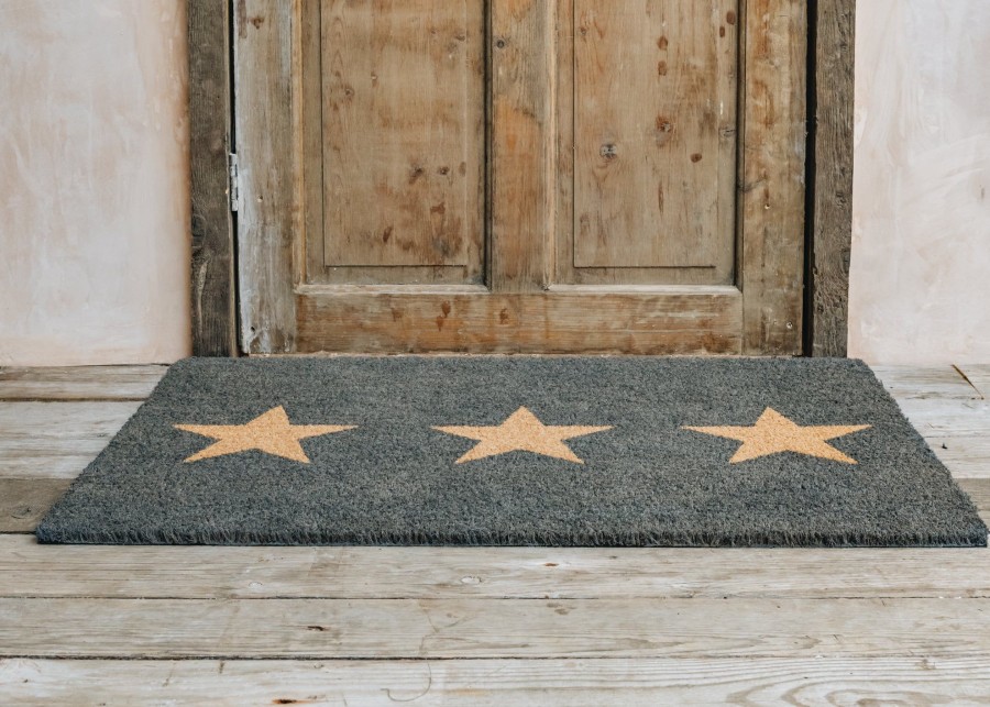 Interiors Garden Trading Doormats | Charcoal With Three Stars Large Doormat