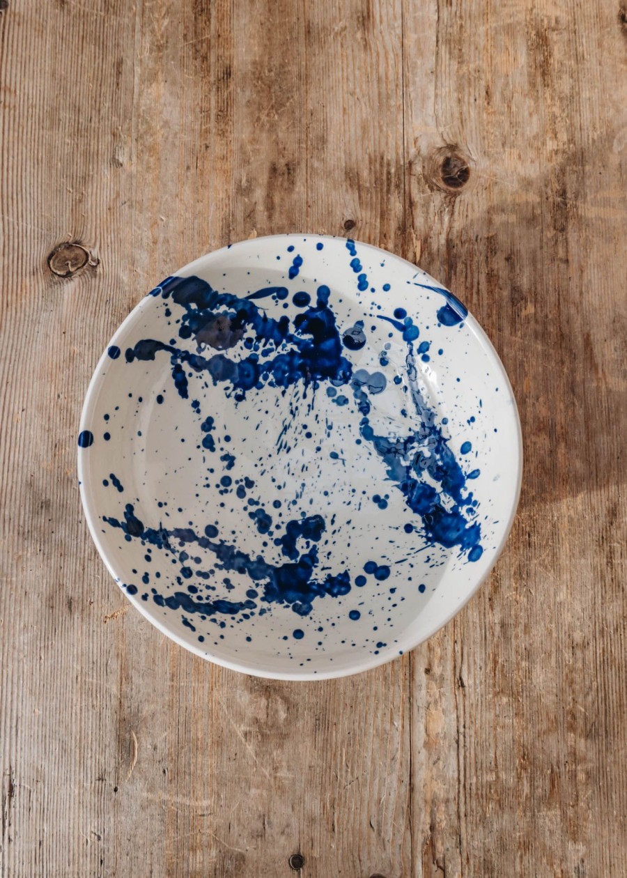 Interiors Ivan Ros Dining | Ivan Ros Blue Splatter Pasta Bowl